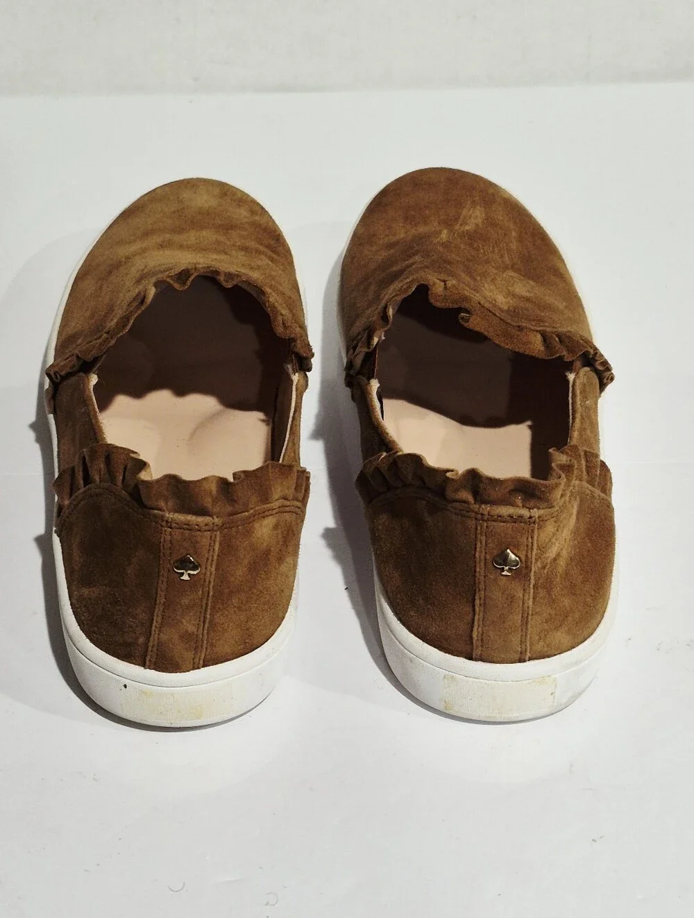 kate spade Brown Suede Slip-On Sneakers with Ruffle Trim Size 11
